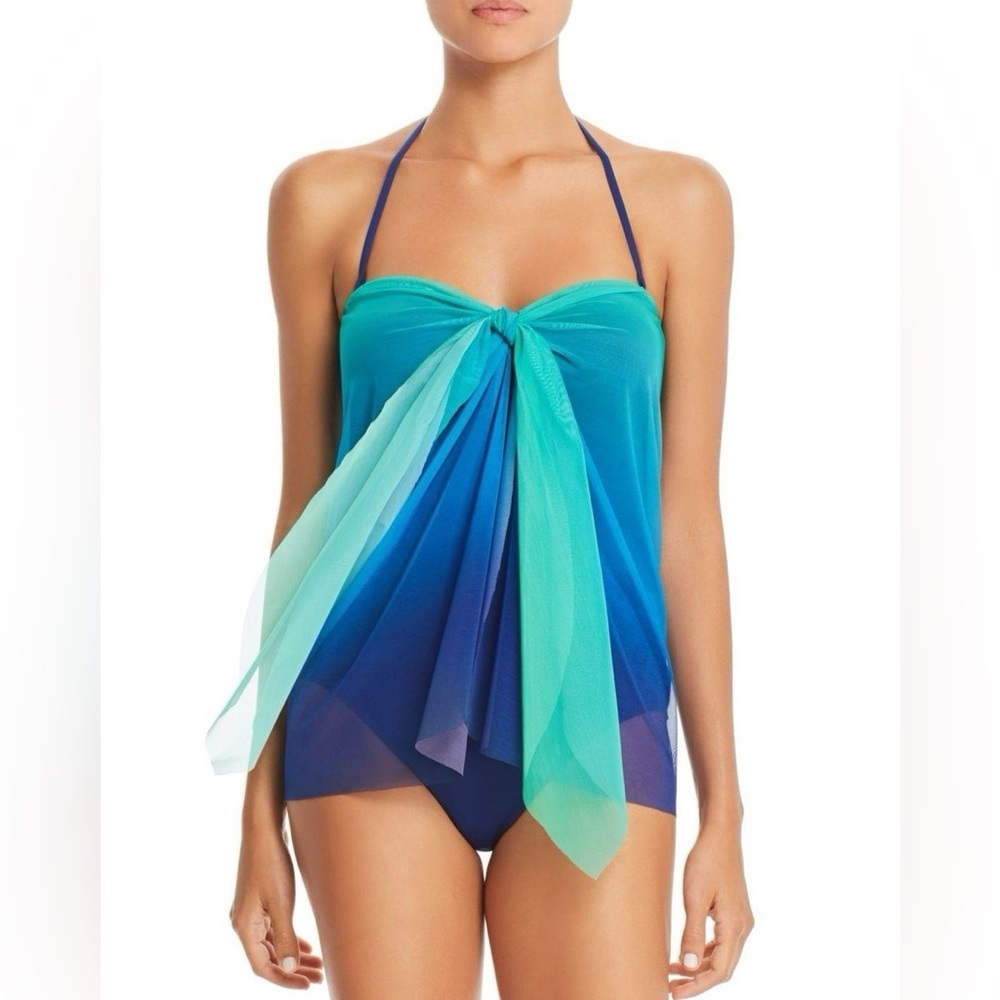 Ralph Lauren Teal and Blue One Piece Swimsuit Sz 12